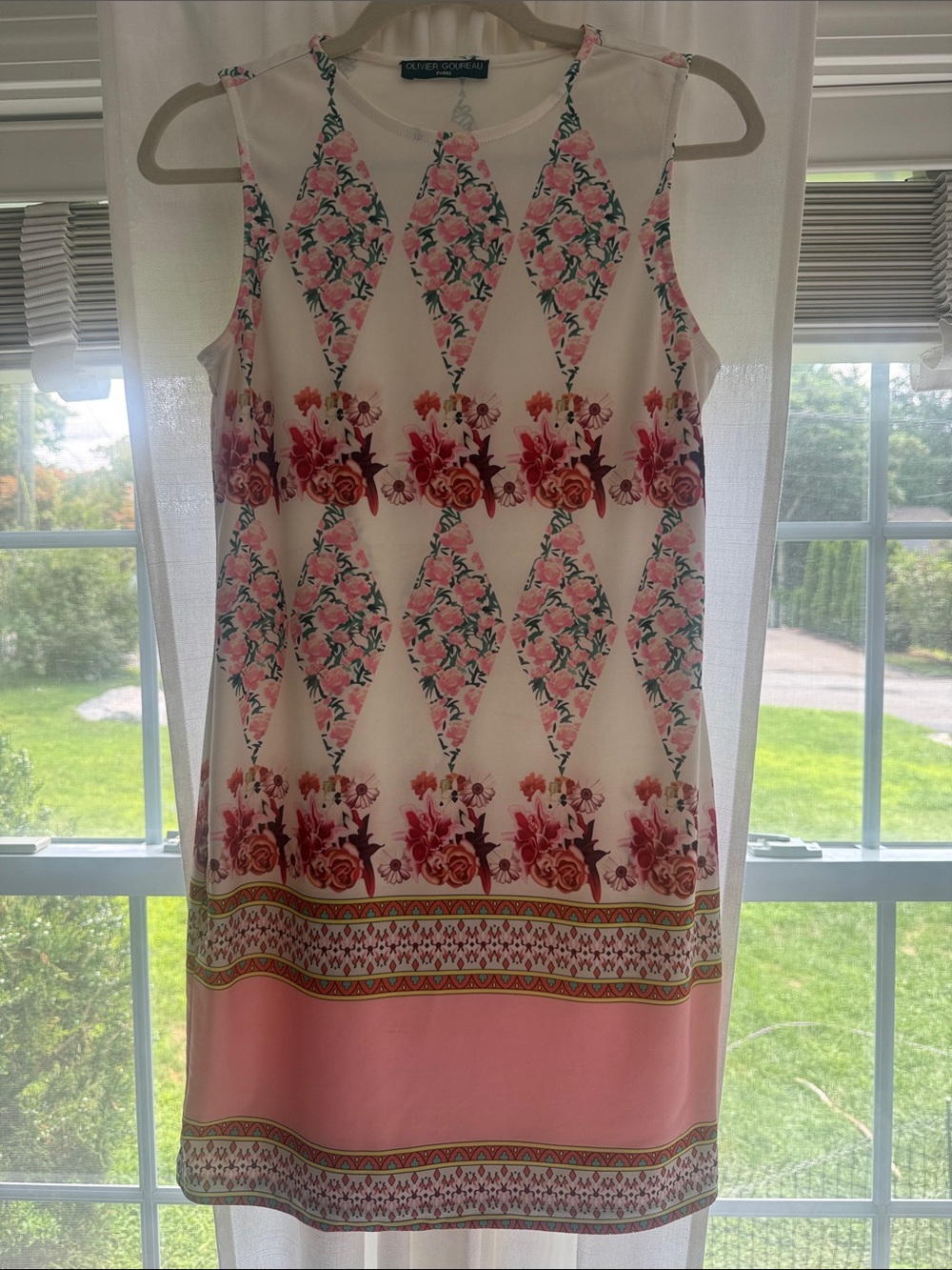 Sleeveless Floral Print Mini Dress in Pink and Cream by Velvet Torch